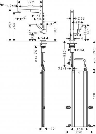 HANSGROHE Kchenarmatur Talis M54 Chrom Einhebelmischer 270 mit Ausziehauslauf, 1jet, sBox (72809000)