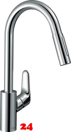 HANSGROHE Kchenarmatur Focus M41 Chrom Einhebelmischer 240 mit Zugauslauf als Ausziehbrause, 2jet, sBox (73880000)