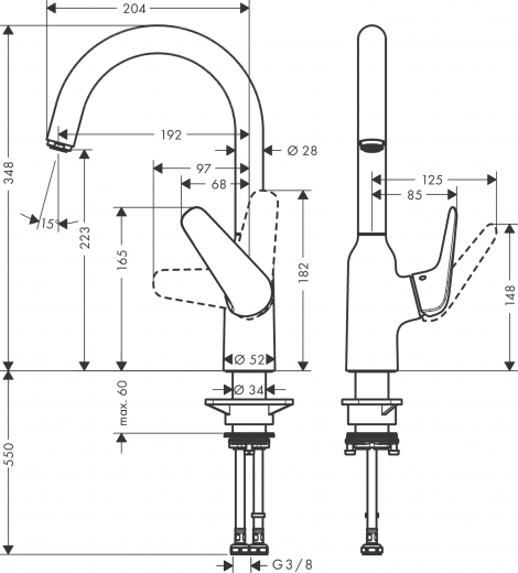 HANSGROHE Kchenarmatur Focus M42 Chrom Einhebelmischer 220 mit Festauslauf, 1jet 360 schwenkbarer Auslauf (71802000)