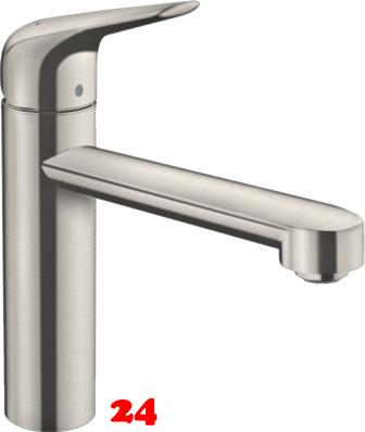 HANSGROHE Kchenarmatur Focus M42 Edelstahl Finish Einhebelmischer 120 mit Festauslauf, 1jet 360 schwenkbarer Auslauf (71806800)