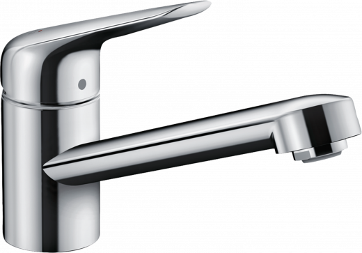 HANSGROHE Kchenarmatur Focus M42 Chrom Einhebelmischer 100 mit Festauslauf, 1jet 360 schwenkbarer Auslauf (71808000)