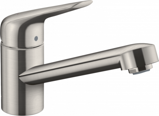 HANSGROHE Kchenarmatur Focus M42 Edelstahl Finish Einhebelmischer 100 mit Festauslauf, 1jet 360 schwenkbarer Auslauf (71808800)