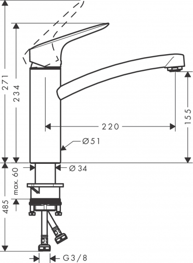 HANSGROHE Kchenarmatur Logis M31 Chrom Einhebelmischer 160 mit Festauslauf, 1jet 360 schwenkbarer Auslauf (71832000)