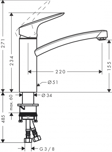 {LAGER} HANSGROHE Kchenarmatur Logis M31 Chrom Einhebelmischer 160 mit Festauslauf, CoolStart, EcoSmart 1jet 360 schwenkbarer Auslauf (71839000)