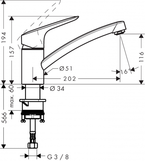 HANSGROHE Kchenarmatur Logis M31 Chrom Einhebelmischer 120 mit Festauslauf, 1jet 360 schwenkbarer Auslauf (71830000)