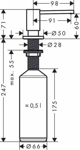HANSGROHE Seifenspender A41 Splmittelspender / Dispenser Chrom (40438000)