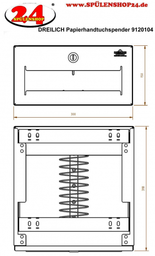 {Lager} DREILICH Sirius II Papierhandtuchspender 9120104 fr die verdeckte Untertischmontage mit Zylinderschloss (2002040013)