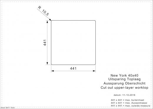 REGINOX Clean & Care New York 40x40 (L) KG-CC Einbausple Edelstahl mit Flachrand 3 in 1 ohne berlauf medizinischer Bereich