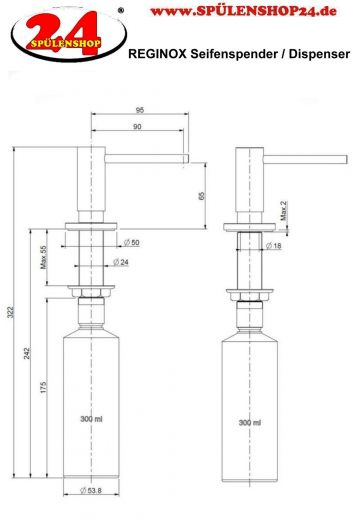 REGINOX Seifenspender Chrom Splmittelspender / Dispenser (R20180)