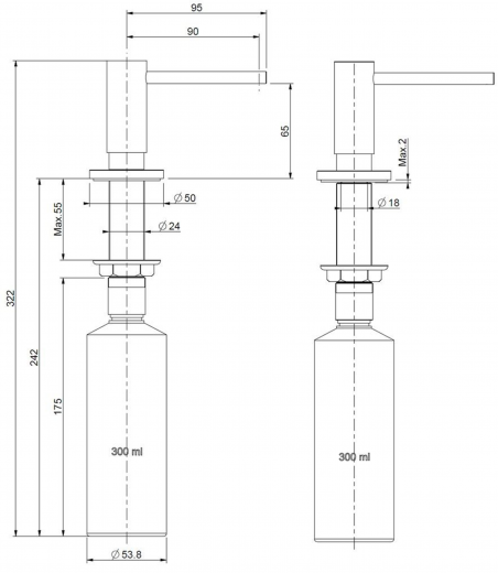 REGINOX Seifenspender Edelstahl Splmittelspender / Dispenser (R34798)