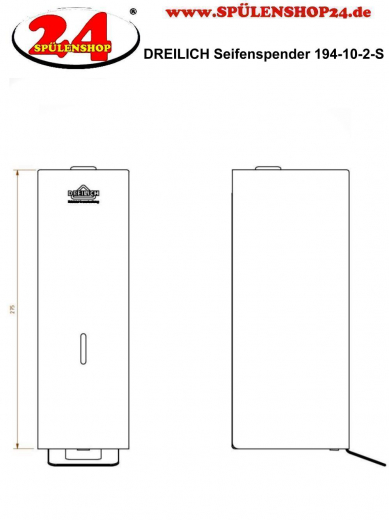 DREILICH Sirius II Schaumseifenspender 194-10-2-S fr die verdeckte Wandmontage mit flachem Zylinderschloss (2002140041)