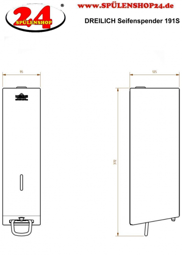 DREILICH Sirius II Schaumseifenspender 191S robuste Ausfhrung fr die verdeckte Wandmontage mit flachem Zylinderschloss (2002140023)