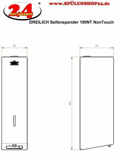 DREILICH Sirius II Schaumseifenspender 190NT NonTouch opto-elektronisch gesteuerte Sensorik fr die verdeckte Wandmontage mit flachem Zylinderschloss (2002140024)