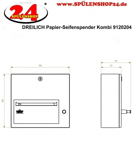 DREILICH Sirius II Papierhandtuch / Seifenspender Kombination 9120204 zur Aufputz- oder Unterputzmontage mit flachem Zylinderschloss (2002040062)