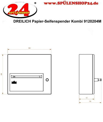 DREILICH Sirius II Papierhandtuch / Seifenspender Kombination 9120204M zur Aufputz- oder Unterputzmontage mit verdecktem Magnetschloss (2002040061)