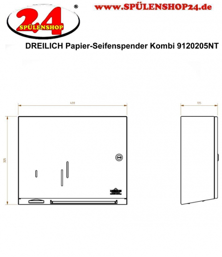 DREILICH Sirius II Papierhandtuch / Seifenspender Kombination 9120205NT NonTouch opto-elektronisch gesteuerte Sensorik fr Wandmontage (2002040091)