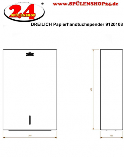 DREILICH Sirius II Papierhandtuchspender 9120108 zur verdeckten Wandmontage mit starkem Magnetschloss (2002040009)