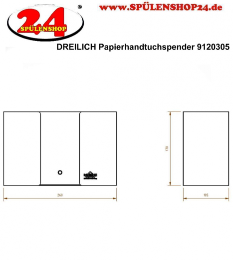 DREILICH Sirius II Papierhandtuchspender 9120305 zur Wandmontage offene Bauform (2002040012)