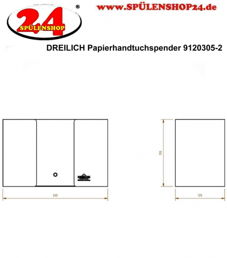 DREILICH Sirius II Papierhandtuchspender 9120305-2 zur Wandmontage offene Bauform (2002040087)