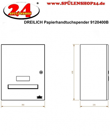 DREILICH Sirius II Papierhandtuchspender 9120400B NonTouch opto-elektronisch gesteuerte Sensorik mit Batteriebetrieb fr die Aufputz Wandmontage (2002040036)