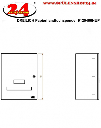 DREILICH Sirius II Papierhandtuchspender 9120400NUP NonTouch opto-elektronisch gesteuerte Sensorik mit Netzanschluss fr die Unterputz Wandmontage (2002040039)