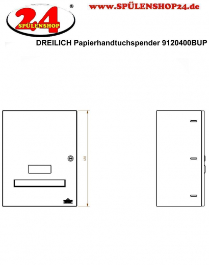 DREILICH Sirius II Papierhandtuchspender 9120400BUP NonTouch opto-elektronisch gesteuerte Sensorik mit Batteriebetrieb fr die Unterputz Wandmontage (2002040038)