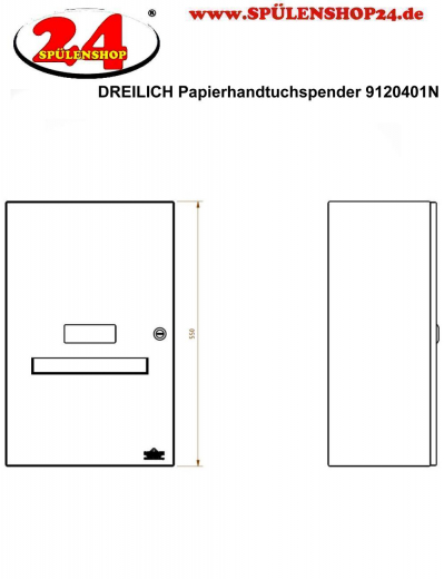 DREILICH Sirius II Papierhandtuchspender 9120401N NonTouch opto-elektronisch gesteuerte Sensorik mit Netzanschluss fr die Aufputz Wandmontage (2002040041)