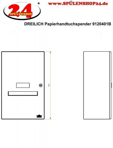 DREILICH Sirius II Papierhandtuchspender 9120401B NonTouch opto-elektronisch gesteuerte Sensorik mit Batteriebetrieb fr die Aufputz Wandmontage (2002040040)