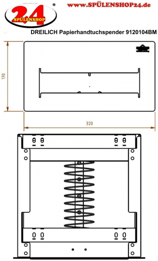 DREILICH Sirius II Papierhandtuchspender 9120104BM Front plan aufliegend fr die verdeckte Untertischmontage mit verdecktem Magnetschloss (2002040016)