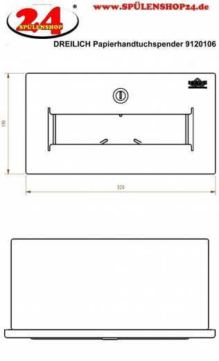 DREILICH Sirius II Papierhandtuchspender 9120106 fr die verdeckte Untertischmontage mit Zylinderschloss (2002040017)