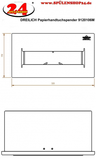 DREILICH Sirius II Papierhandtuchspender 9120106M fr die verdeckte Untertischmontage mit Magnetschloss (2002040018)