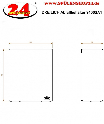 DREILICH Sirius II Abfallbehlter 9100SA1 zur Wandmontage offene Bauform ohne Deckel Fassungsvermgen ca. 8 Liter (2002080002)