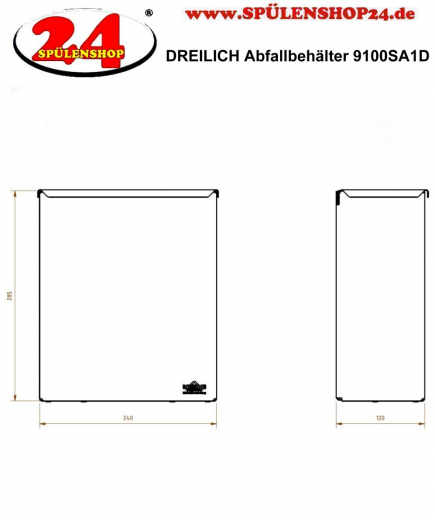 DREILICH Sirius II Abfallbehlter 9100SA1D zur Wandmontage offene Bauform mit Deckel Fassungsvermgen ca. 8 Liter (2002080003)