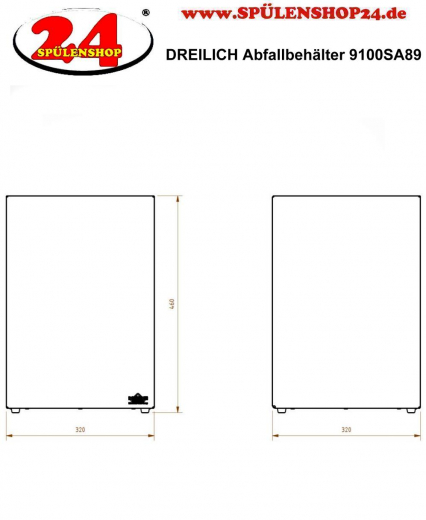 DREILICH Sirius II Abfallbehlter 9100SA89 zur freien Aufstellung ohne Deckel Fassungsvermgen ca. 45 Liter (2002080012)