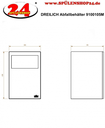 DREILICH Sirius II Abfallbehlter 9100105M zur Untertischmontage mit Magnetschloss Fassungsvermgen ca. 16 Liter (2002080075)