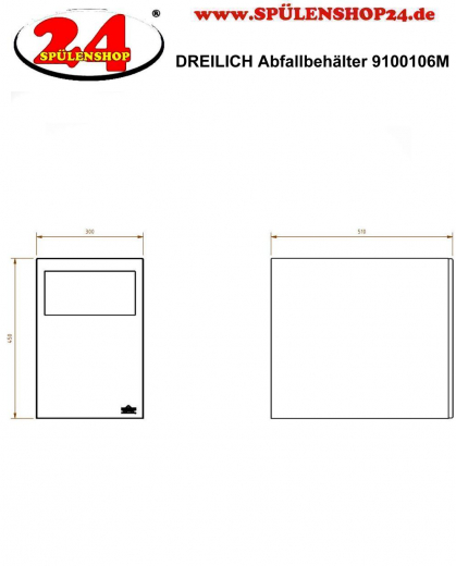 DREILICH Sirius II Abfallbehlter 9100106M zur Untertischmontage mit Magnetschloss Fassungsvermgen ca. 27 Liter (2002080076)