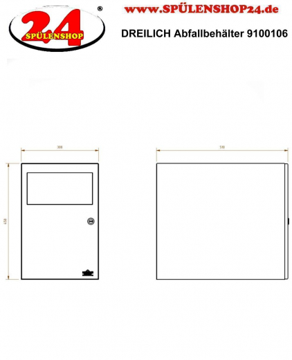 DREILICH Sirius II Abfallbehlter 9100106 zur Untertischmontage mit flachem Zylinderschloss Fassungsvermgen ca. 27 Liter (2002080018)