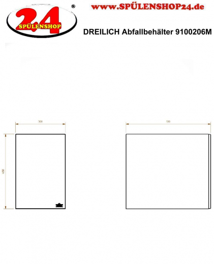 DREILICH Sirius II Abfallbehlter 9100206M zur Untertischmontage ohne Einwurfhlse mit Magnetschloss Fassungsvermgen ca. 45 Liter (2002080078)