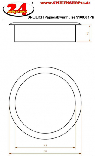 {LAGER} DREILICH Sirius II Papierabwurfhlse 9100301PK poliert zum Einbau in Waschtischplatten oder Schrzen (2002080080)