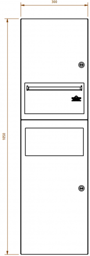 DREILICH Sirius II Papierhandtuchspender / Abfallbehlter Kombination 9124102 zur verdeckten Wandmontage mit flachem Zylinderschloss (2002040022)