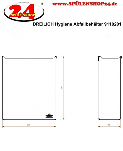 DREILICH Sirius II Hygiene-Abfallbehlter 9110201 zur Wandmontage mit stabilem Deckel Fassungsvermgen ca. 5 Liter (2002080023)