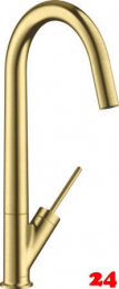 AXOR Kchenarmatur Starck Brushed Brass PVD Einhebelmischer 300 mit Festauslauf und Joystick-Bedienung Schwenkbereich einstellbar (10822950)