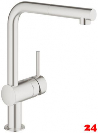 GROHE KITCHEN SELECTION Kchenarmatur Vento Einhebelmischer Supersteel mit Zugauslauf als Schlauchbrause (30436DC0)