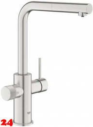 GROHE Blue Pure Minta Einhand-Spltischbatterie mit herausziehbarem Mousseurauslauf Einzelarmatur mit Filterfunktion (30590DC0) [NUR Armatur]