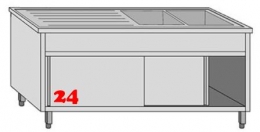 AfG Spltisch (1500x600) auf Unterschrank VLA2156R-BR Gewerbesple mit Untergestell, Boden und Tren