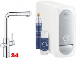 GROHE Blue Home L-Auslauf Starter Kit Kchenarmatur Chrom mit Filterfunktion und herausziehbarem Mousseurauslauf (31539000)