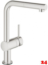 GROHE Kchenarmatur Minta Touch Einhebelmischer Supersteel elektronisch gesteuert mit Zugauslauf (31360DC1)