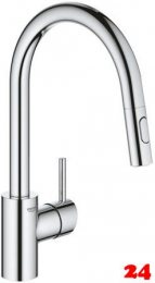 GROHE Kchenarmatur Concetto Einhebelmischer Chrom mit Zugauslauf als Schlauchbrause (31483002)