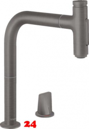 HANSGROHE Kchenarmatur Metris Select M71 Brushed Black Chrom 2-Loch Einhebelmischer 200 mit Ausziehbrause, 2jet, sBox (73818340)